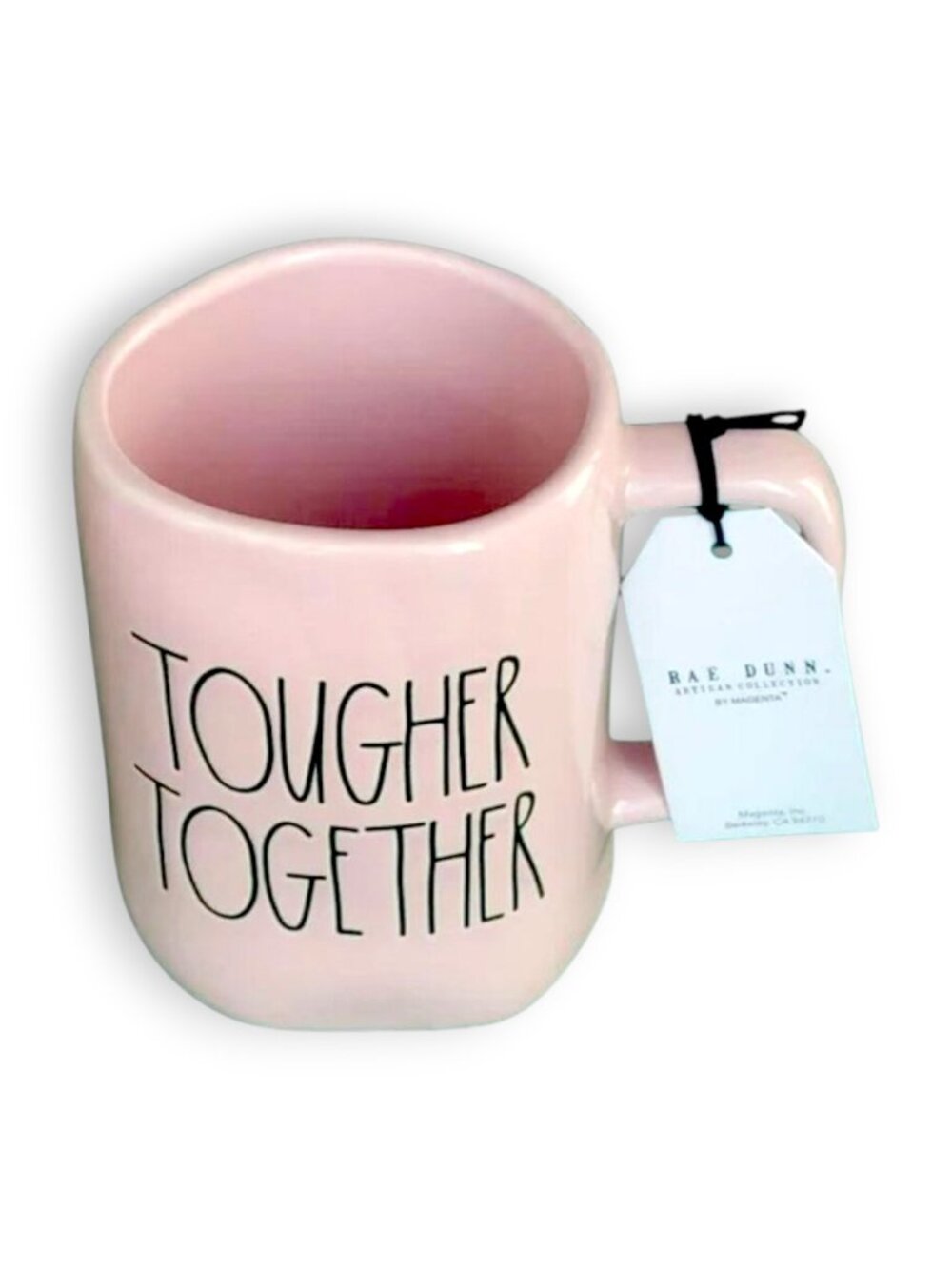 Rae Dunn "Tougher Together" Large Handmade 16oz Pink Ceramic Mug
